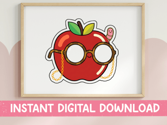 A Friendly Bookworm Apple for Embroidery Projects