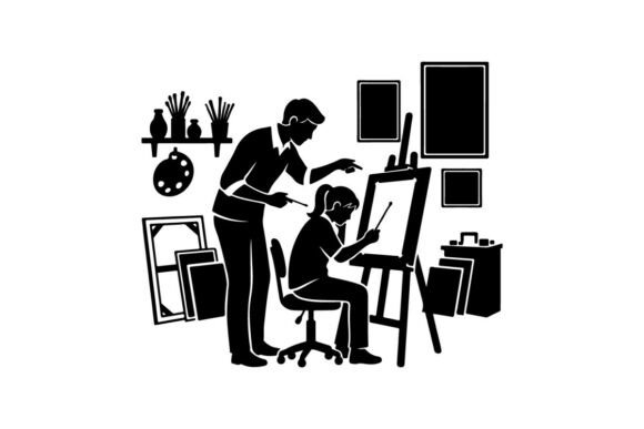 Art Teacher Instructing Student Drawing Review