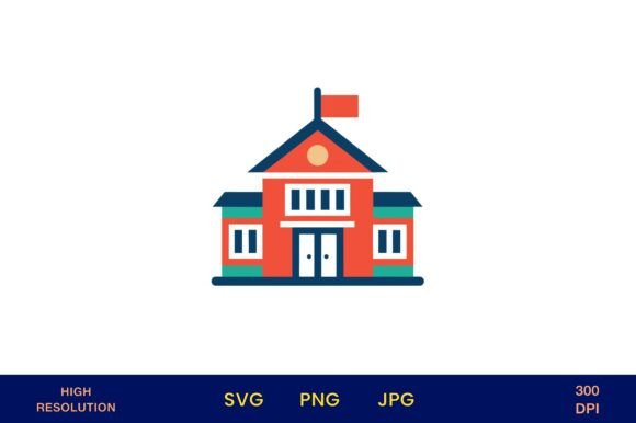 Bright School House Icon in Flat Design: A Stitcher's Review