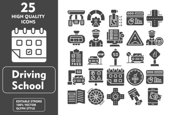 Driving School Glyph Icon: An Embroidery Designer's Review