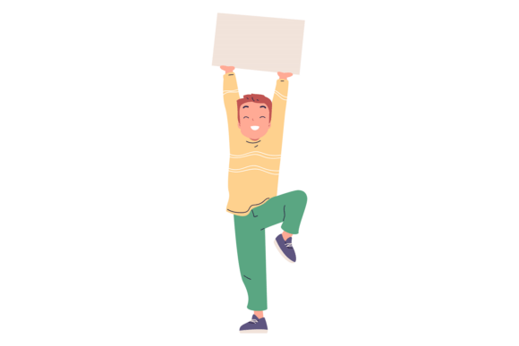 Happy Kid Hold Paper Banner Design Review
