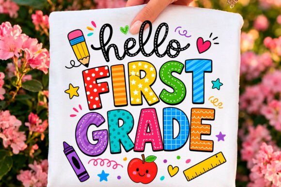 Hello First Grade School Supplies: A Design That Stitches Smiles