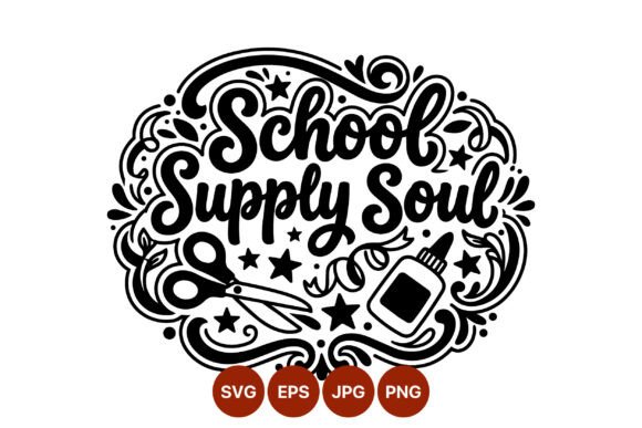 School Supply Soul Hand Lettering in Real Embroidery