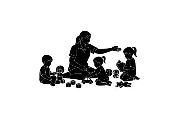 Teacher Helping Children with Building B: Embroidery Design Reality Check