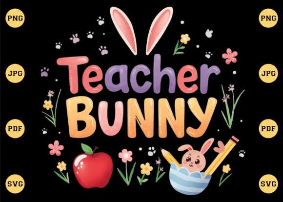 The Teacher Bunny Easter PNG for Real Embroidery Projects